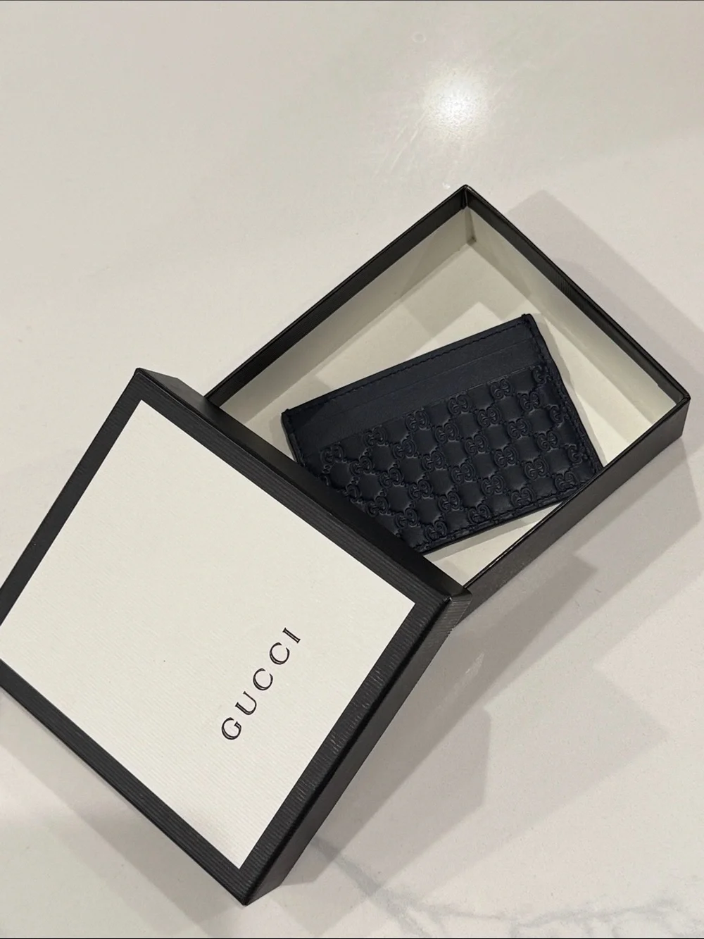 Gucci Card Case- Microguccissima (5 Card Slot) Navy Blue